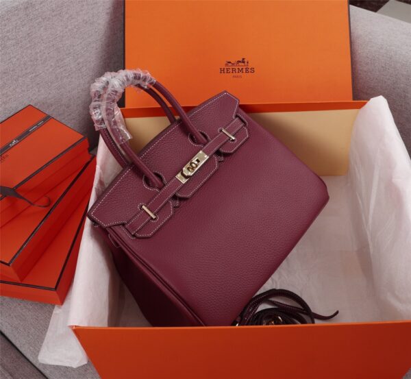 HERMÈS BIRKIN B25 TOGO GRENAT GHW ROUGE GRENAT 25CM - Image 8