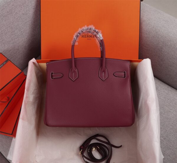 HERMÈS BIRKIN B25 TOGO GRENAT GHW ROUGE GRENAT 25CM - Image 7