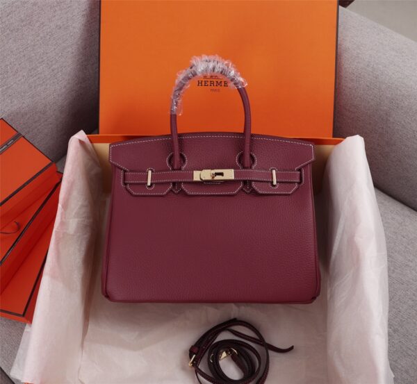 HERMÈS BIRKIN B25 TOGO GRENAT GHW ROUGE GRENAT 25CM - Image 6