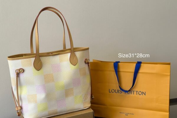 LOUIS VUITTON NEVERFULL MM DAMIER CANVAS PEACH 31CM N40668 - Image 2