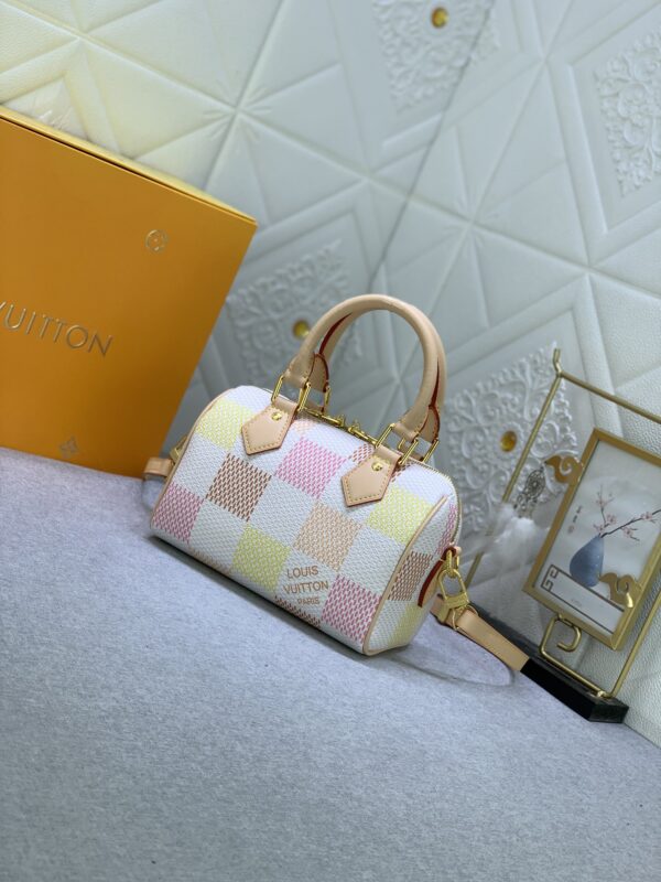 LOUIS VUITTON SPEEDY BANDOULIÈRE DAMIER CANVAS PEACH 20CM - Image 9