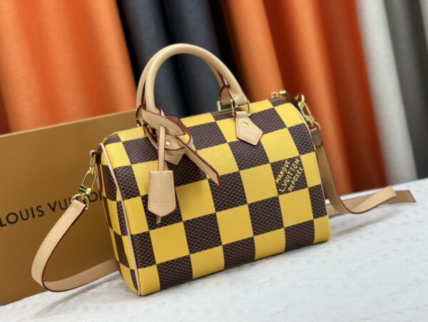 LOUIS VUITTON SPEEDY 25 BANDOULIÈRE DAMIER POP YELLOW 25CM N40584 - Image 9