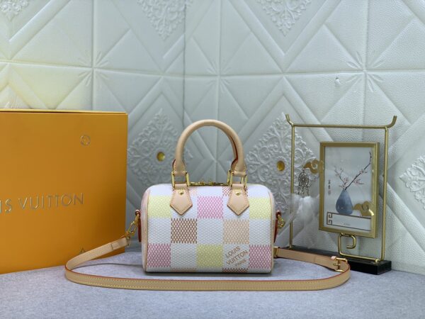 LOUIS VUITTON SPEEDY BANDOULIÈRE DAMIER CANVAS PEACH 20CM - Image 10