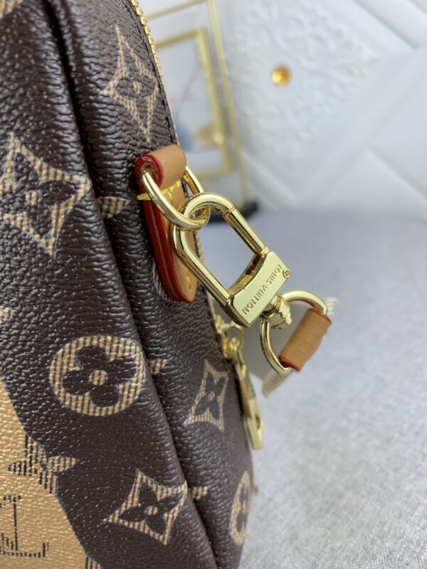 LOUIS VUITTON FLAP DOUBLE PHONE POUCH MONOGRAM STRIPES BROWN CANVAS 18CM M81005 - Image 5