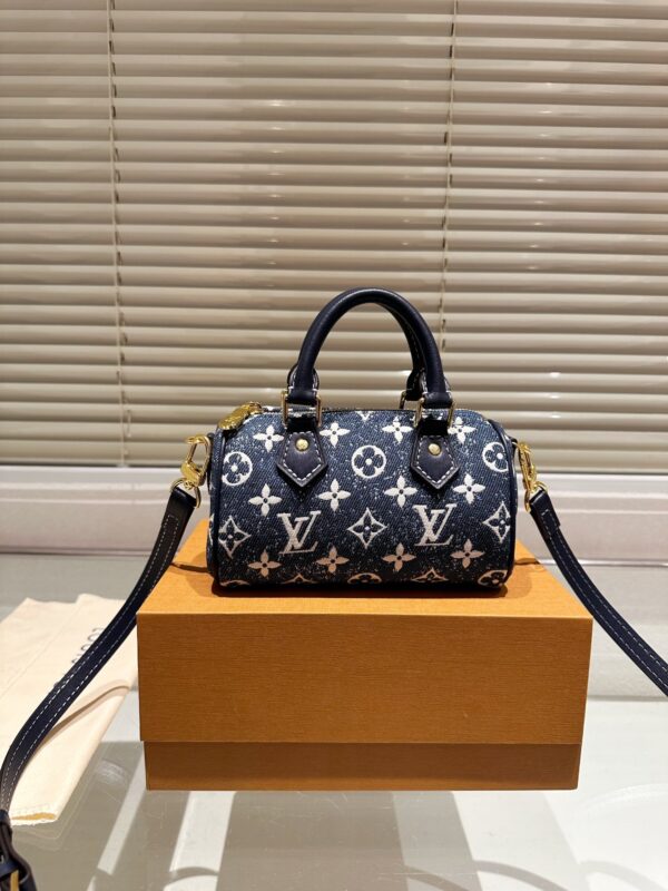 LOUIS VUITTON NANO SPEEDY DENIM BLUE BAG 17CM M81168 - Image 8