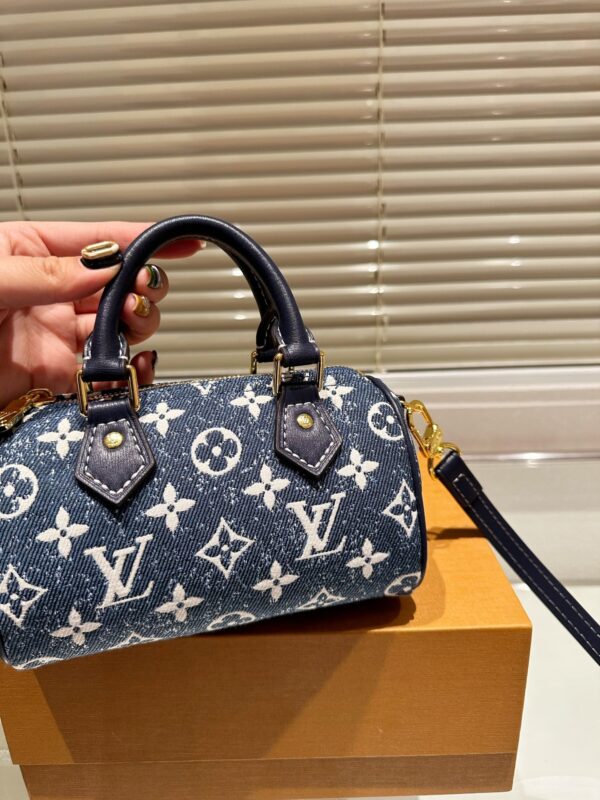 LOUIS VUITTON NANO SPEEDY DENIM BLUE BAG 17CM M81168 - Image 5