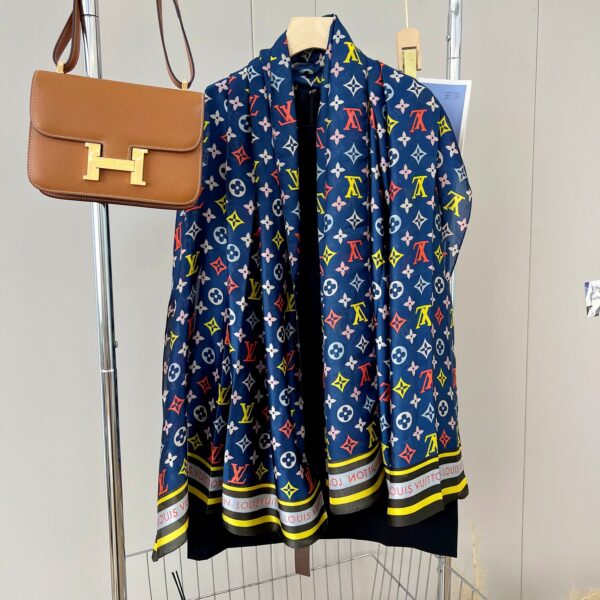 LOUIS VUITTON COLORFUL MONOGRAM SCARF BLUE 180CM - Image 2