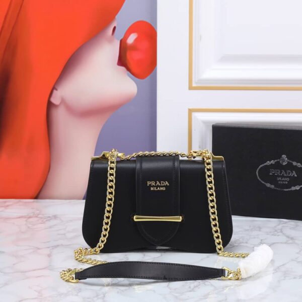 PRADA SIDONIE SAFFIANO LEATHER BAG IN BLACK 24CM - Image 2