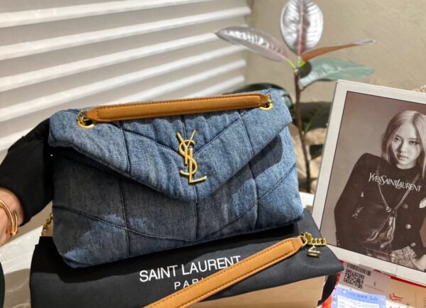 SAINT LAURENT PUFFER MEDIUM IN SUEDE AND DENIM 30CM 5774752PT674575 - Image 3