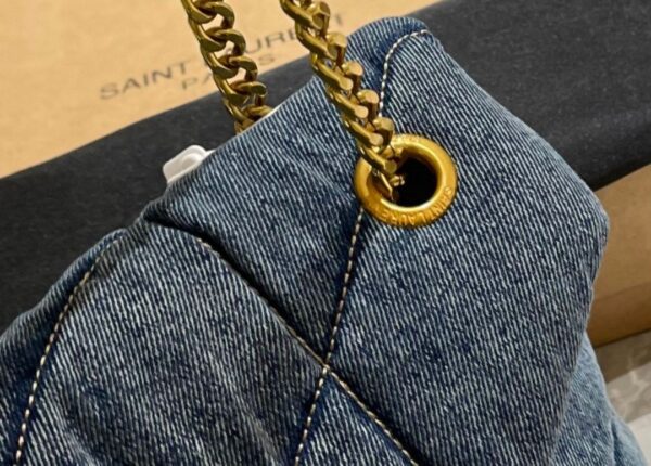 SAINT LAURENT PUFFER MEDIUM IN SUEDE AND DENIM 30CM 5774752PT674575 - Image 7