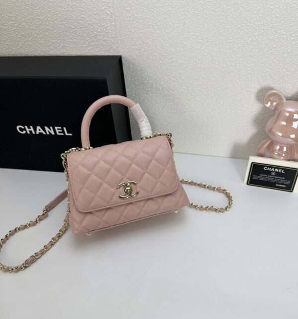 CHANEL SMALL COCO HANDLE LIGHT PINK CAVIAR LIGHT GOLD HARDWARE 20CM - Image 2
