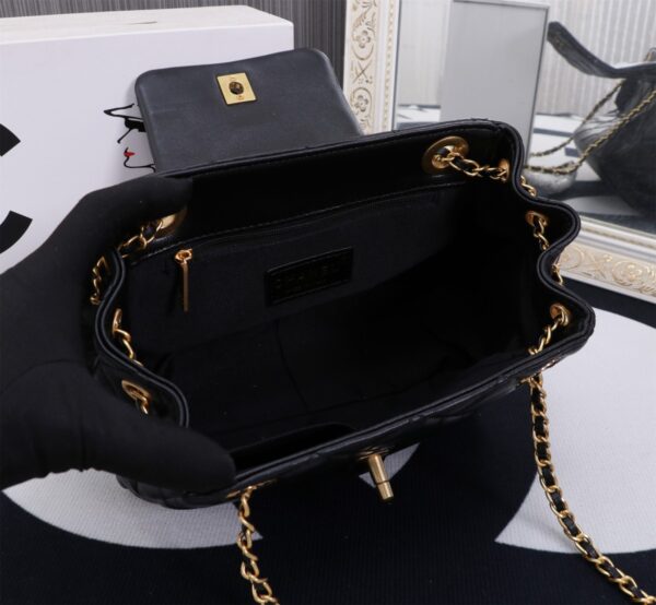 CHANEL MIX ACCORDION CC FLAP BAG QUILTED GLAZED LEATHER BLACK 23CM - Image 3