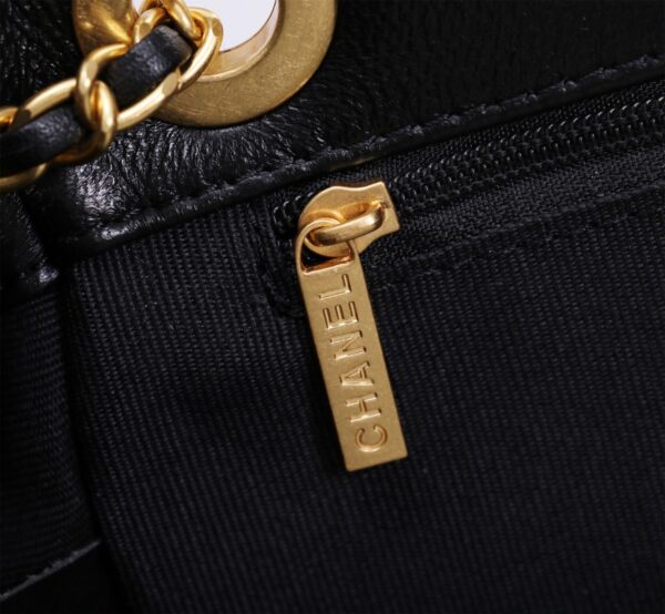 CHANEL MIX ACCORDION CC FLAP BAG QUILTED GLAZED LEATHER BLACK 23CM - Image 5
