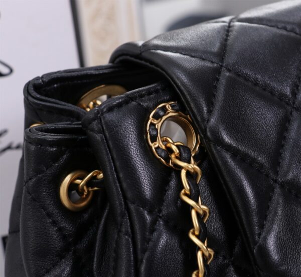 CHANEL MIX ACCORDION CC FLAP BAG QUILTED GLAZED LEATHER BLACK 23CM - Image 6