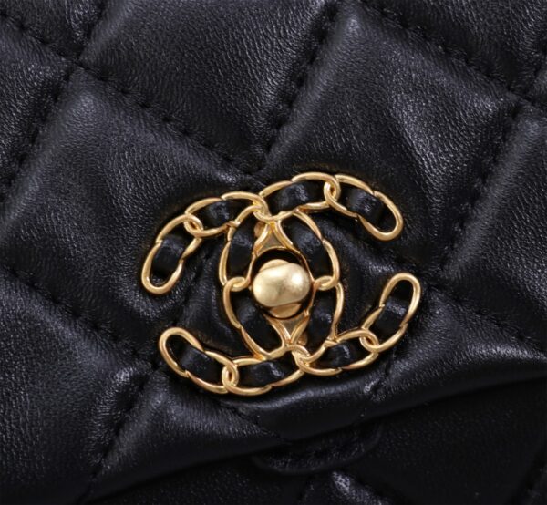 CHANEL MIX ACCORDION CC FLAP BAG QUILTED GLAZED LEATHER BLACK 23CM - Image 7