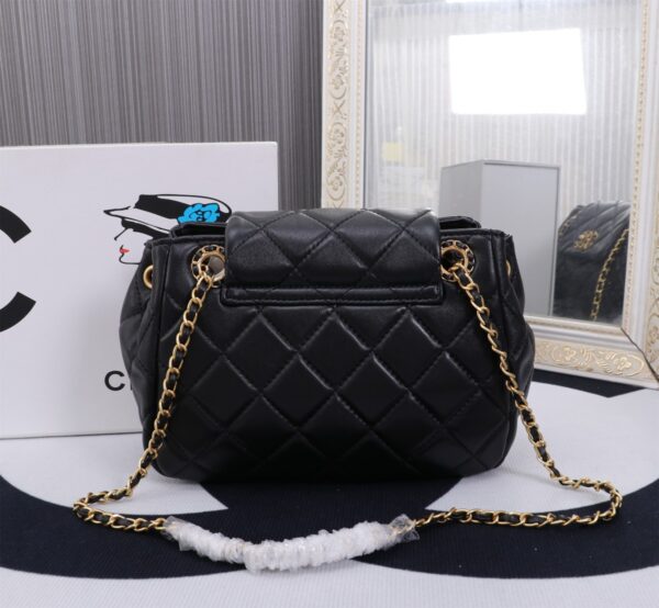 CHANEL MIX ACCORDION CC FLAP BAG QUILTED GLAZED LEATHER BLACK 23CM - Image 10