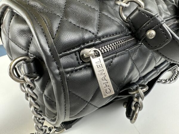 CHANEL CASUAL RIVIERA BOWLING BAG QUILTED LEATHER MEDIUM BLACK 32CM - Image 5