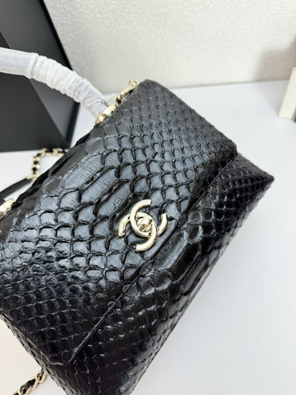 CHANEL TRENDY CC TOP HANDLE BAG PYTHON BLACK 23CM - Image 6