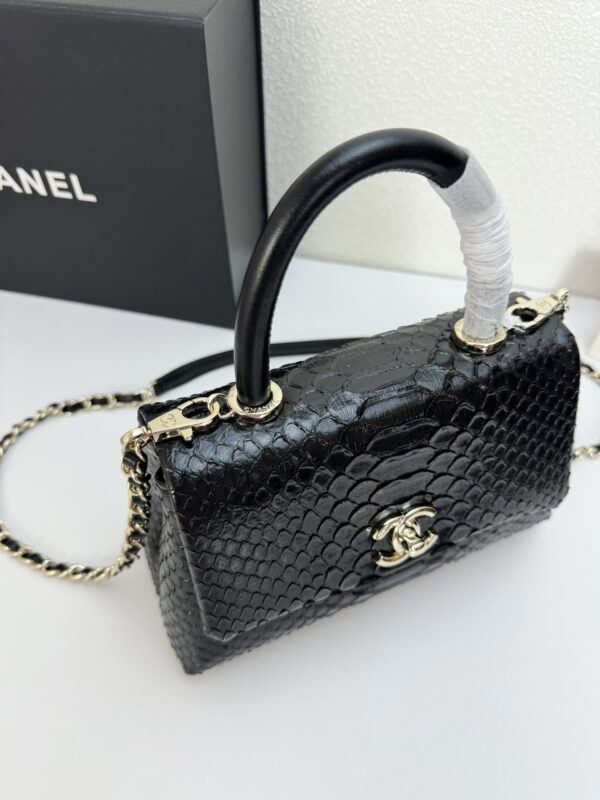 CHANEL TRENDY CC TOP HANDLE BAG PYTHON BLACK 23CM - Image 7