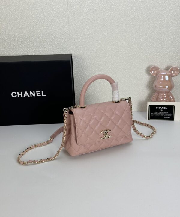 CHANEL SMALL COCO HANDLE LIGHT PINK CAVIAR LIGHT GOLD HARDWARE 20CM - Image 8
