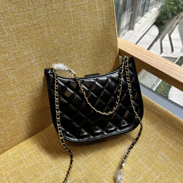 CHANEL HOBO HANDBAG GOLD TONE METAL BLACK 23CM AS4666 - Image 8