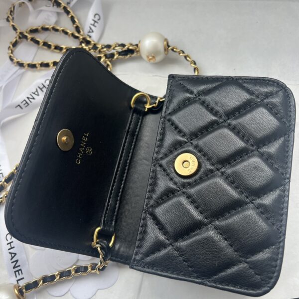 CHANEL CLUTCH WITH STRAP PEARLESCENT BLACK 13CM AP4010 B16719 94305 - Image 6
