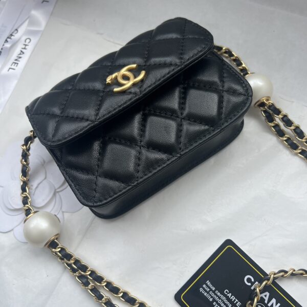 CHANEL CLUTCH WITH STRAP PEARLESCENT BLACK 13CM AP4010 B16719 94305 - Image 4