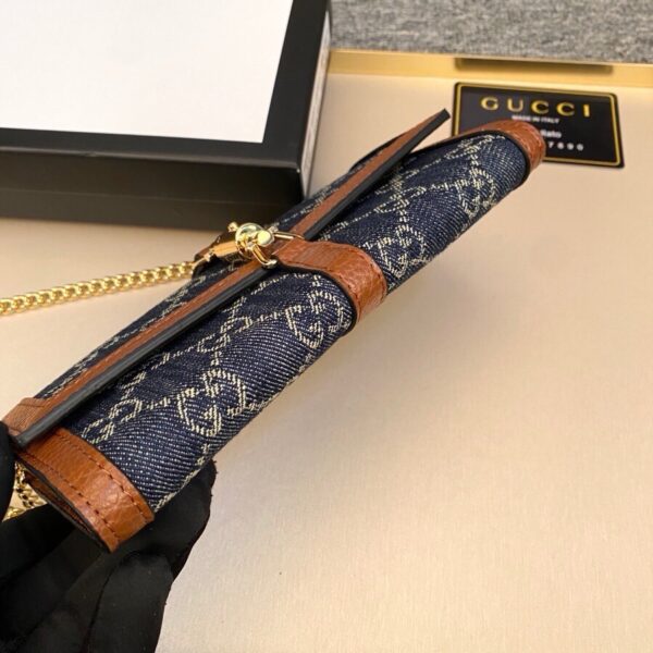 GUCCI JACKIE 1961 CONTINENTAL CHAIN WALLET GG DENIM 19CM - Image 3