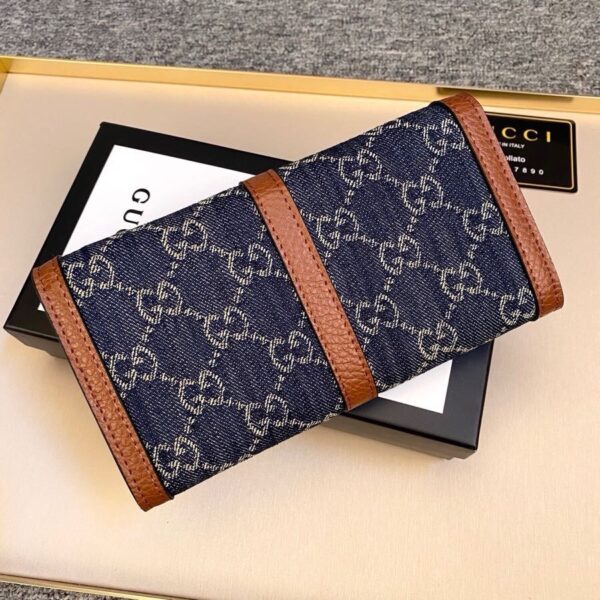GUCCI JACKIE 1961 CONTINENTAL CHAIN WALLET GG DENIM 19CM - Image 6