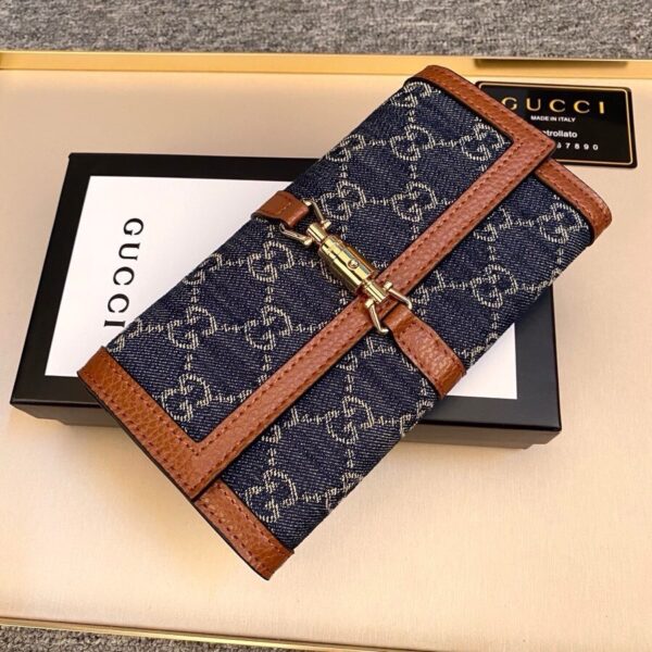 GUCCI JACKIE 1961 CONTINENTAL CHAIN WALLET GG DENIM 19CM - Image 7