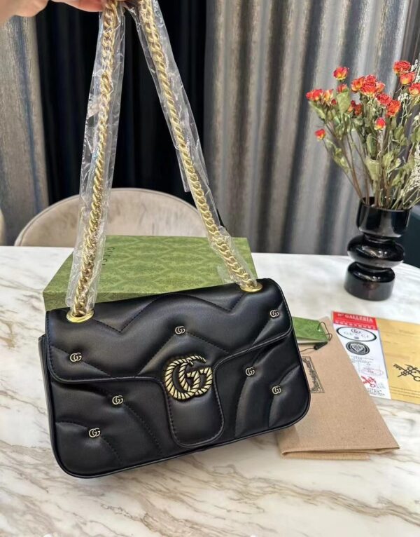 GUCCI GG MARMONT SHOULDER BAG BLACK 23CM 443497 AACPG 1000 - Image 3