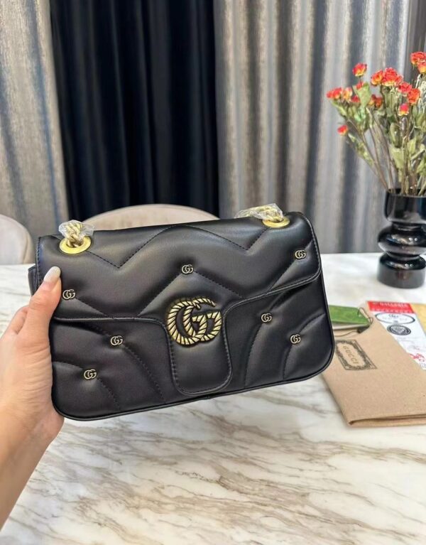 GUCCI GG MARMONT SHOULDER BAG BLACK 23CM 443497 AACPG 1000 - Image 7