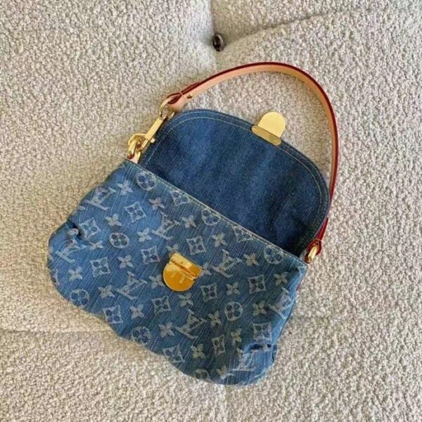 LOUIS VUITTON PLEATY HANDBAG MONOGRAM DENIM BLUE 26CM M95050 - Image 4