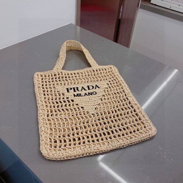 PRADA NATURAL LOGO CROCHET TOTE BAG - Image 2
