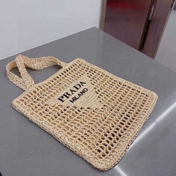 PRADA NATURAL LOGO CROCHET TOTE BAG - Image 3