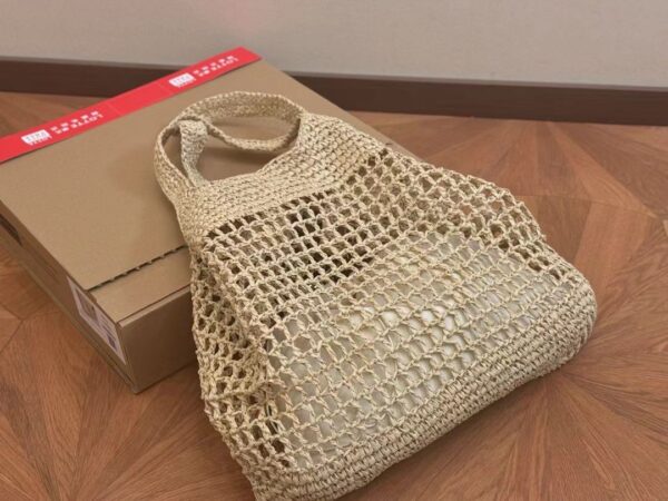 SAINT LAURENT RAFFIA ICARE TOTE BAG NATUREL AND BROWN GOLD 45CM 772191GAAEK2063 - Image 5