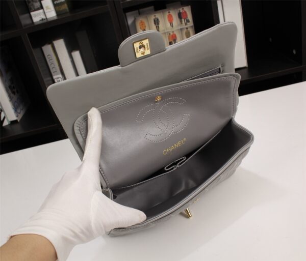 CHANEL CLASSIC FLAP GRAY GOLD HARDWARE 25CM - Image 2