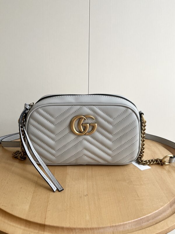 GUCCI GG MARMONT SMALL SHOULDER BAG LIGHT GREY 24CM 447632 AABZB 1712 - Image 2