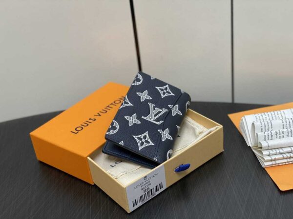 LOUIS VUITTON POCKET ORGANIZER MONOGRAM LEATHER NAVY BLUE 7CM M83378 - Image 9