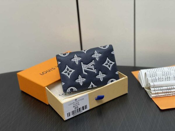 LOUIS VUITTON POCKET ORGANIZER MONOGRAM LEATHER NAVY BLUE 7CM M83378 - Image 6