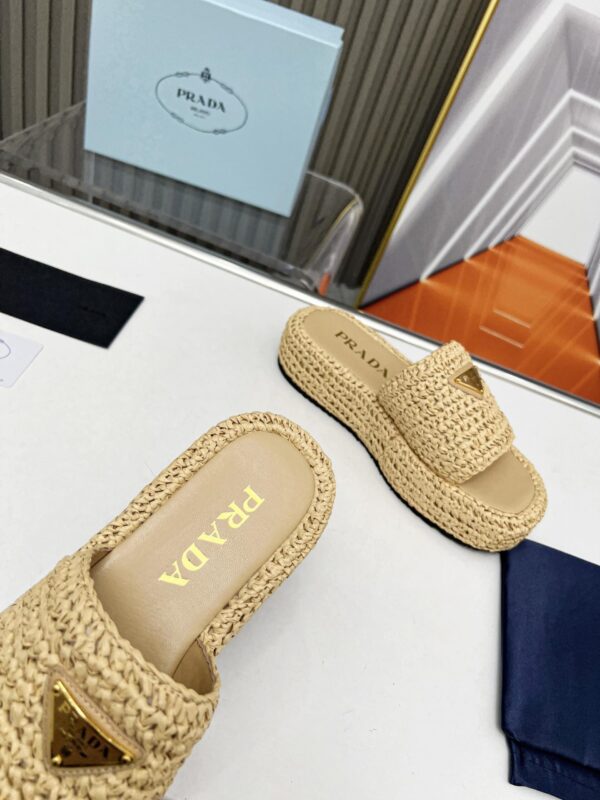 PRADA NATURAL CROCHET PLATFORM SLIDES - Image 6