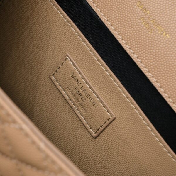 SAINT LAURENT ENVELOPE MATELASSÉ GRAIN DE POUDRE DARK BEIGE 24CM - Image 7