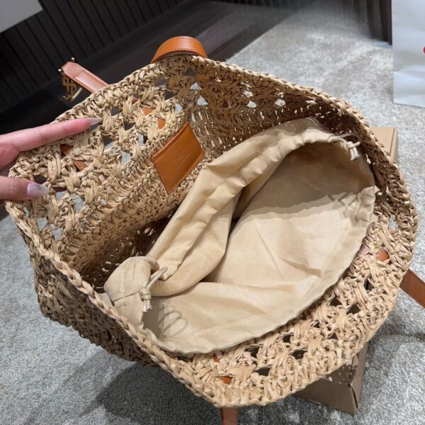 SAINT LAURENT PANIER RAFFIA NATURAL BROWN 39CM 688221 GAAAC 2080 - Image 2
