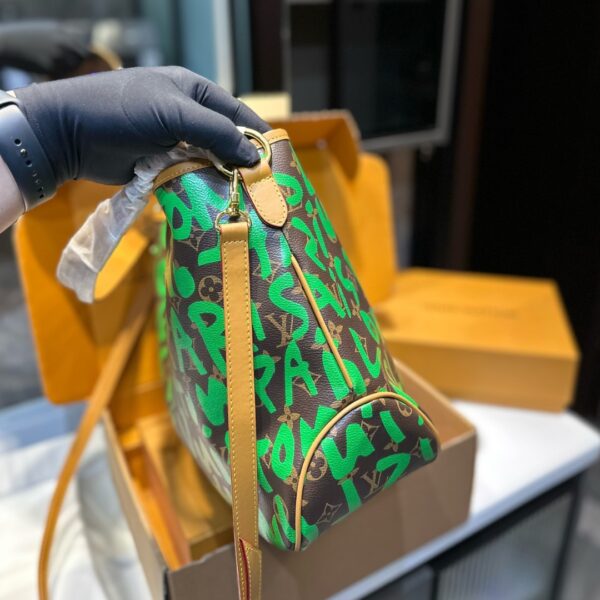 LOUIS VUITTON NEVERFULL GM GRAFFITI TOTE BAG GREEN NEON 40CM - Image 5