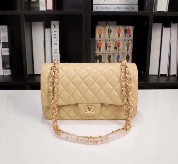 CHANEL CLASSIC FLAP BEIGE GOLD HARDWARE 25CM - Image 9