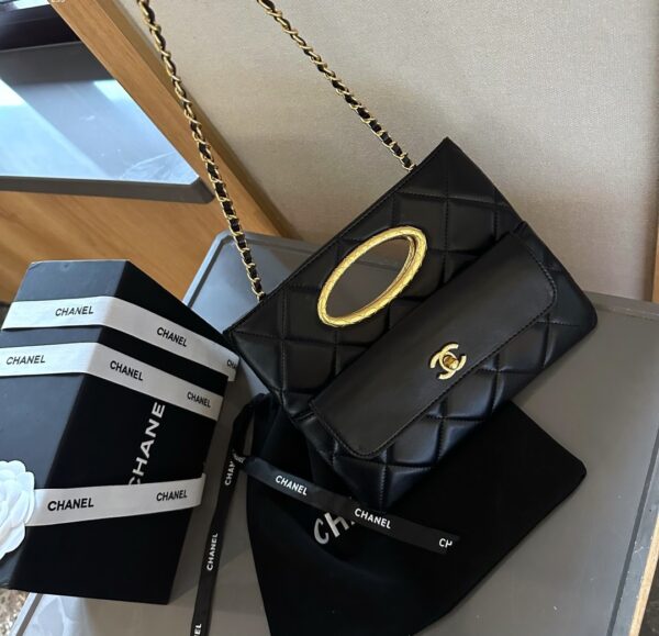 CHANEL CLUTCH AND GOLD PLATED METAL IN BLACK 25CM AS5038 B17663 94305 - Image 8