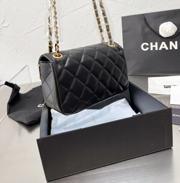 CHANEL QUILTED MINI COCO CLIPS FLAP GOLD AND RUTHENIUM HARDWARE BLACK 20CM - Image 6