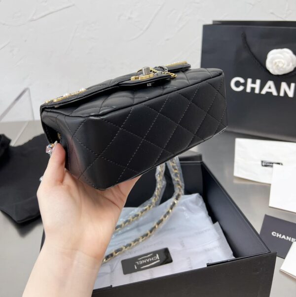 CHANEL QUILTED MINI COCO CLIPS FLAP GOLD AND RUTHENIUM HARDWARE BLACK 20CM - Image 4