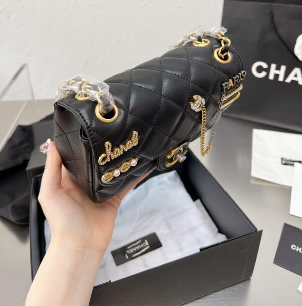 CHANEL QUILTED MINI COCO CLIPS FLAP GOLD AND RUTHENIUM HARDWARE BLACK 20CM - Image 3