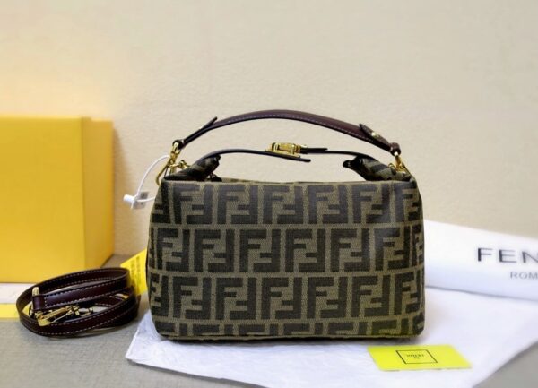 FENDI ZUCCA JACQUARD MINI POUCH BAG BROWN 27CM - Image 2